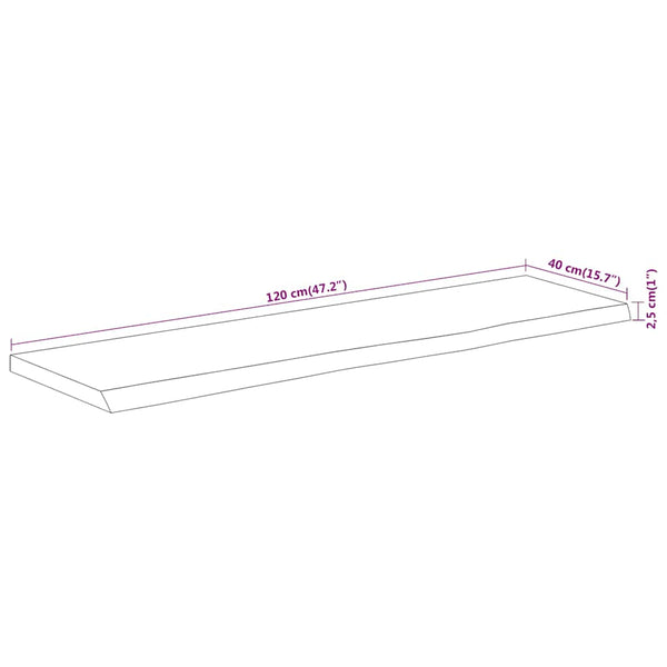 Akazie Tischplatte Massivholz 120x40 cm
