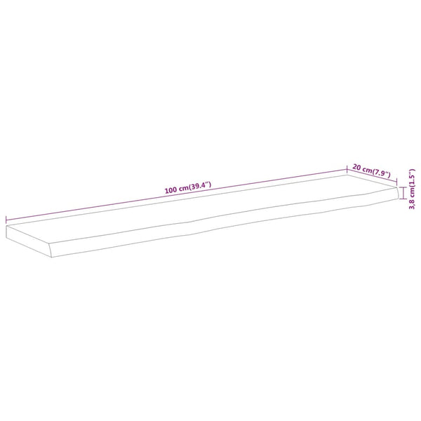 Massivholz Wandregal Akazie 100cm mit Baumkante
