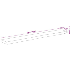 Wandregal Akazie Massivholz 140cm Baumkante