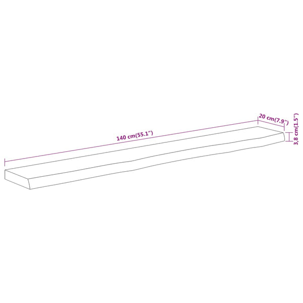 Wandregal Akazie Massivholz 140cm Baumkante