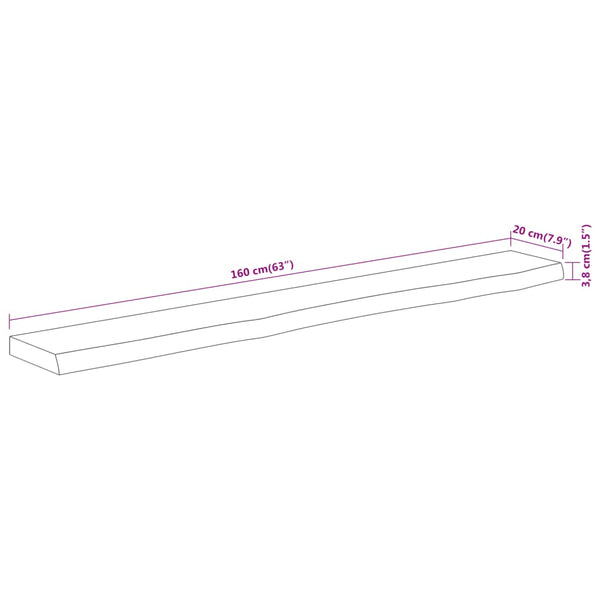 Massivholz Wandregal Akazie 160cm Baumkante