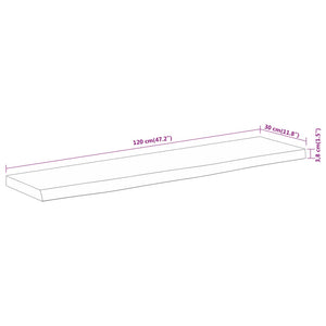 Wandregal Akazie 120x30 cm Massivholz Baumkante