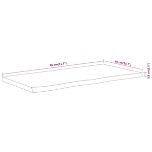 Massivholz Akazie Tischplatte 80x40 cm Baumkante