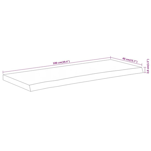 Akazie Tischplatte 100x40 cm Massivholz Baumkante
