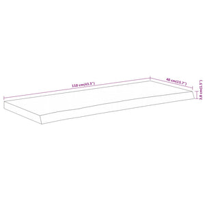 vidaXL Plateau de table 110x40x3,8cm Rectangulaire Bois massif d'acacia Bord naturel