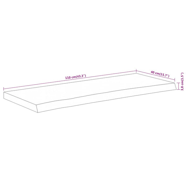 vidaXL Plateau de table 110x40x3,8cm Rectangulaire Bois massif d'acacia Bord naturel