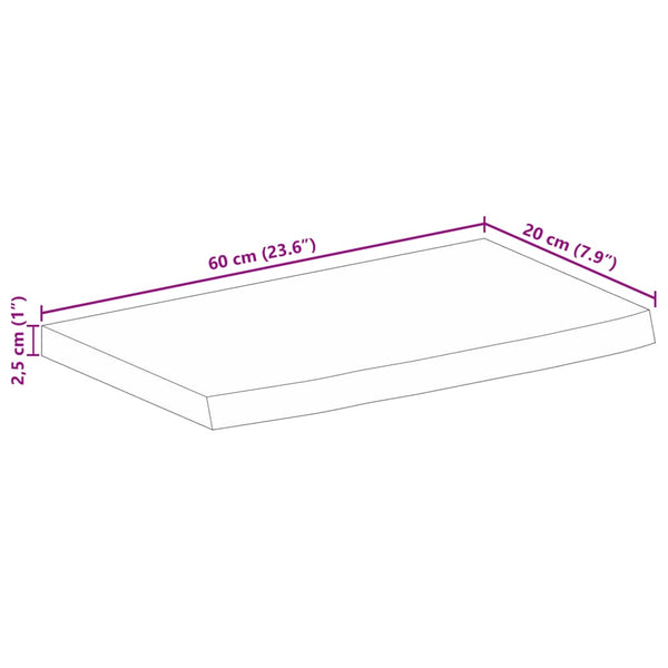 Massivholz Tischplatte Mangoholz 60x20 cm