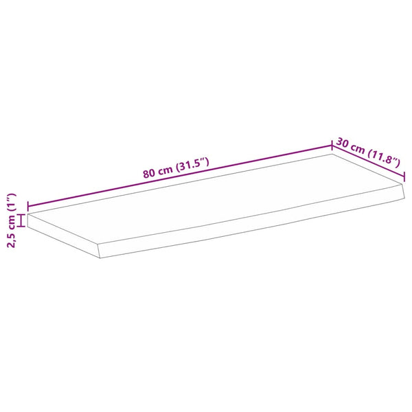 Massivholz Tischplatte Baumkante 80x30 cm Mango