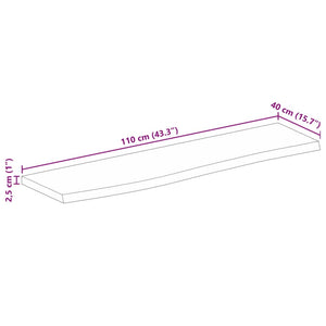 Massivholz Tischplatte Baumkante 110x40 cm