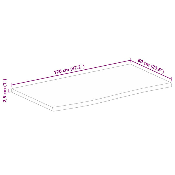 Massivholz Tischplatte Mangoholz 120x60 cm