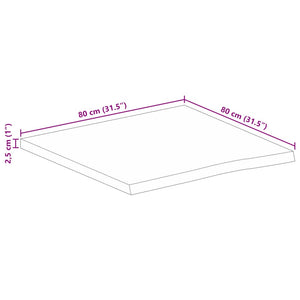 Tischplatte 80x80 cm Mango Massivholz Baumkante