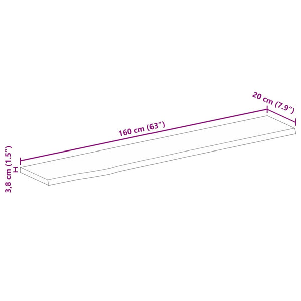 Massivholz Tischplatte Baumkante 160 cm