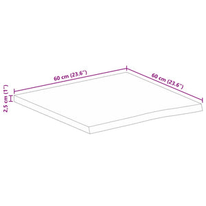 Massivholz Tischplatte Mango Baumkante 60x60