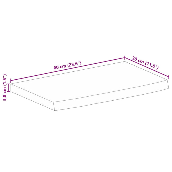 Massive Mango Tischplatte mit Baumkante 60x30