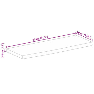Massivholz Tischplatte Mango Baumkante 80x30 cm