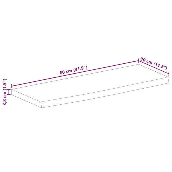 Massivholz Tischplatte Mango Baumkante 80x30 cm