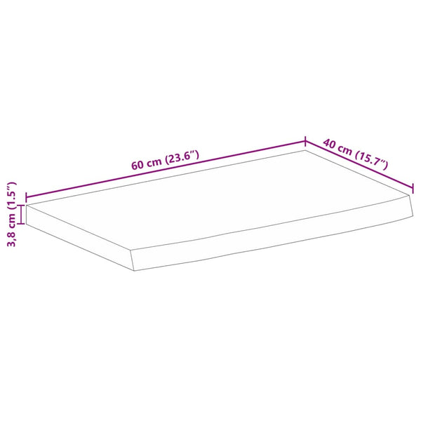 Massivholz Tischplatte Mango Baumkante 60x40 cm