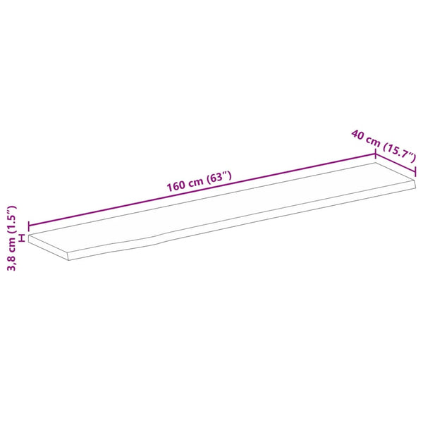 Massivholz Tischplatte Mango Baumkante 160 cm