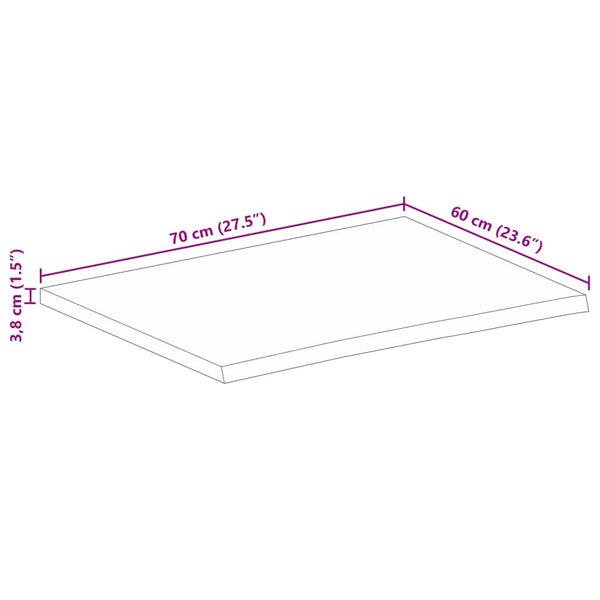 Tischplatte Mango Massivholz 70x60 cm Baumkante