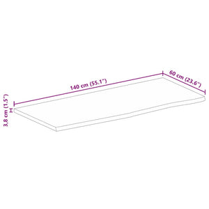 Massivholz Tischplatte Mango Baumkante 140x60 cm