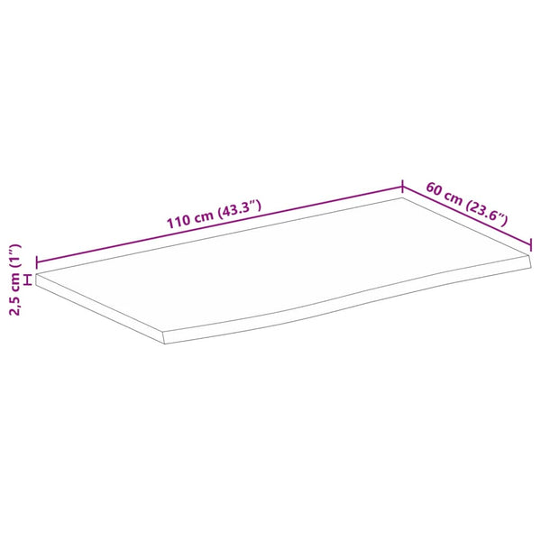 Tischplatte Mango Massivholz Baumkante 110x60