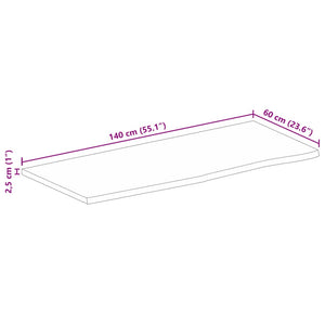 Massivholz Tischplatte Mango Baumkante 140x60 cm