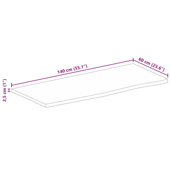 Massivholz Tischplatte Mango Baumkante 140x60 cm