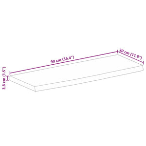 Massivholz Tischplatte Mango Baumkante 90x30 cm