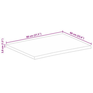 Mango Massivholz Tischplatte Baumkante 80x60 cm