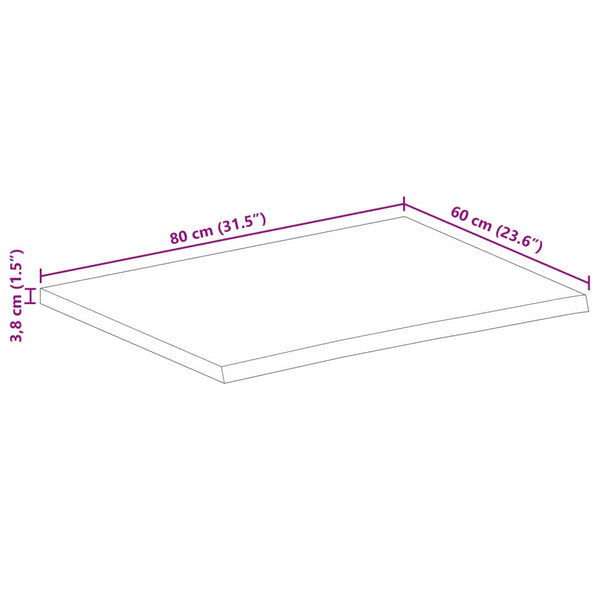 Mango Massivholz Tischplatte Baumkante 80x60 cm