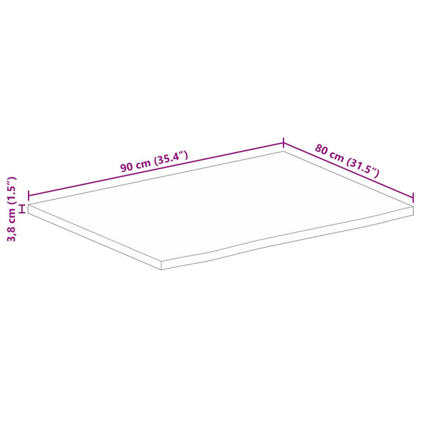 Massivholz Tischplatte Mango Baumkante 90x80 cm