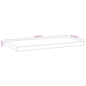 vidaXL Plateau de table 70x40x2,5 cm Rectangulaire Bois massif d'acacia avec bord naturel