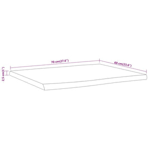 vidaXL Plateau de table 70x60x2,5cm Rectangulaire Bois d'acacia massif Bord naturel