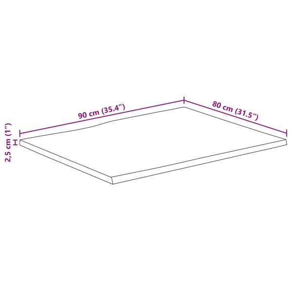 Akazie Tischplatte 90x80cm Massivholz Baumkante