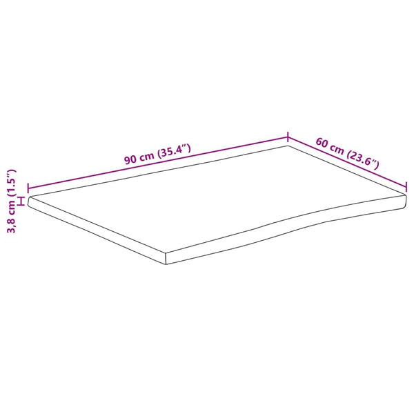 Massivholz Akazie Tischplatte 90x60 Rechteckig Baumkante