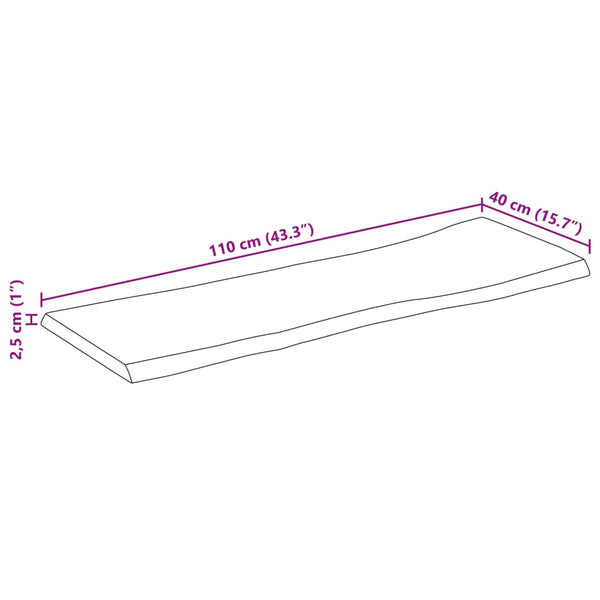 Tischplatte Mango Massivholz Baumkante 110x40 cm