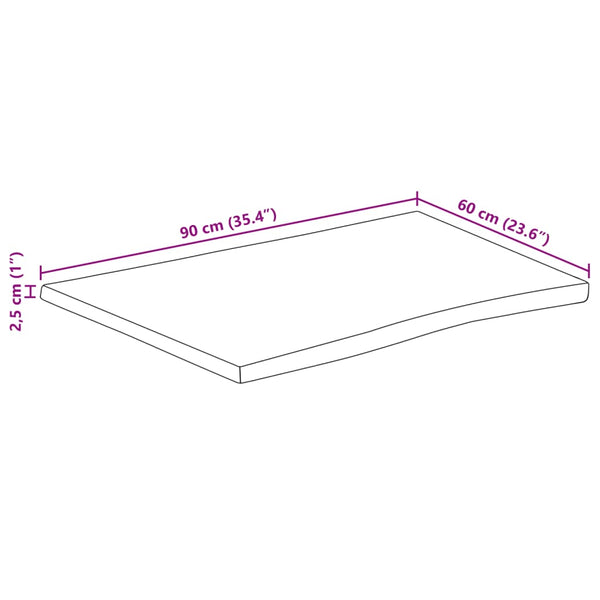 Tischplatte Mango Massivholz 90x60 cm Baumkante