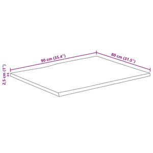 Tischplatte Mango Massivholz 90x80 cm Baumkante