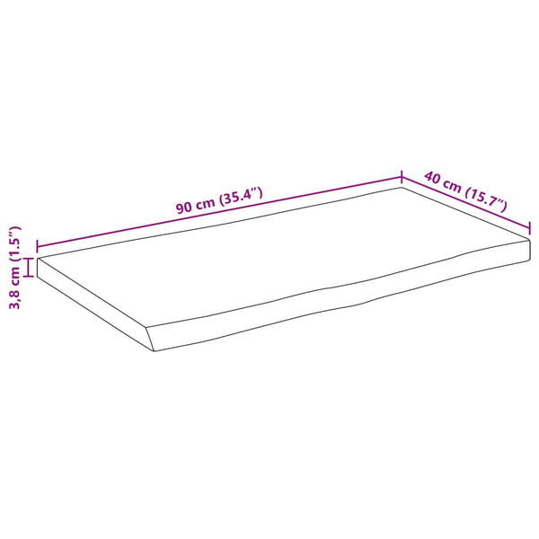 Massivholz Tischplatte Mango Baumkante 90x40 cm