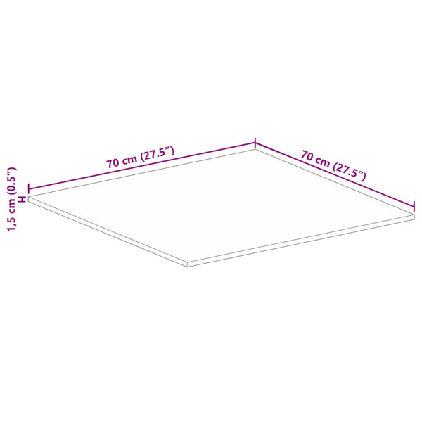 Quadratische Tischplatte Altholz 70x70 cm