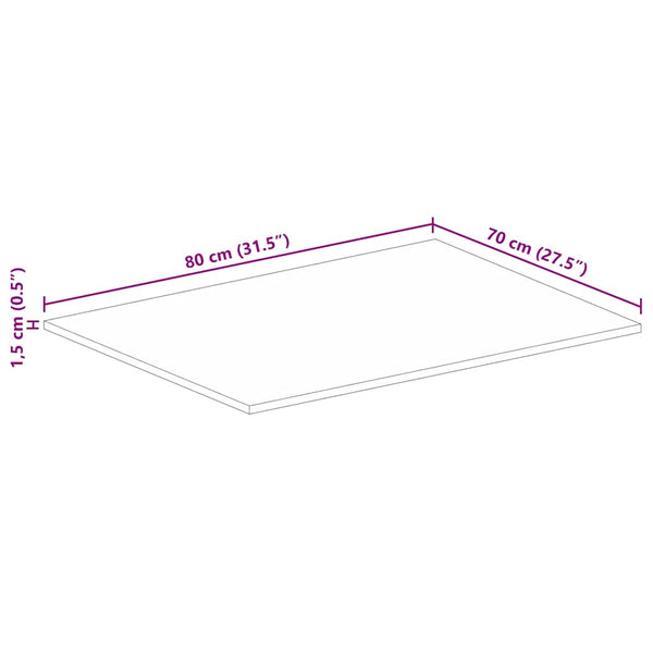 Massivholz Tischplatte Mango 80x70 cm
