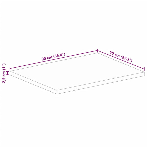 Massivholz Tischplatte Mango 90x70 cm