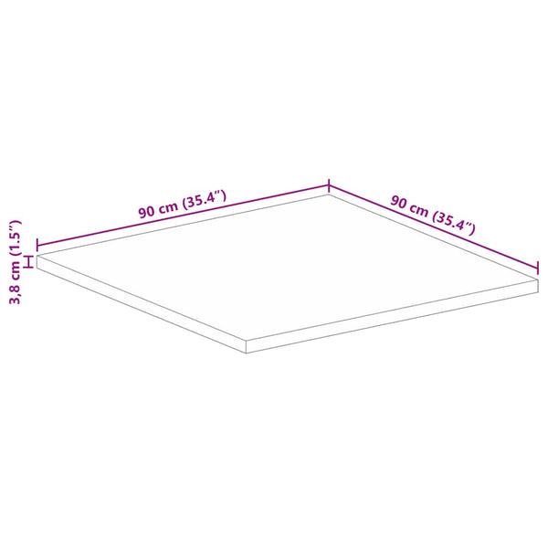 Quadratische Tischplatte Mango Massivholz 90x90 cm