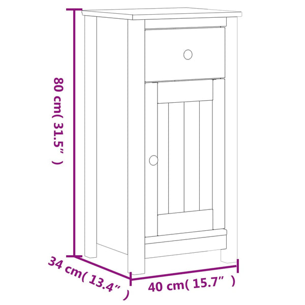 Weißer Badschrank Kiefer Massivholz 40x80 cm