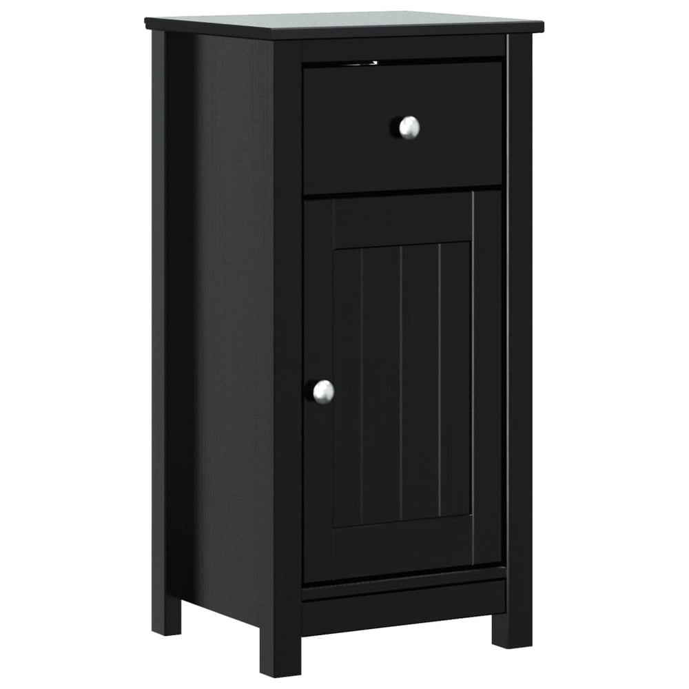 Schwarzer Badschrank Kiefer Massivholz 40x80 cm