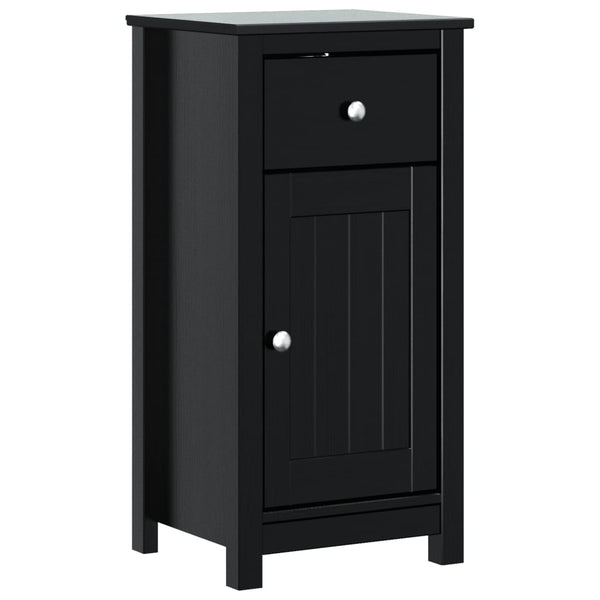 Schwarzer Badschrank Kiefer Massivholz 40x80 cm