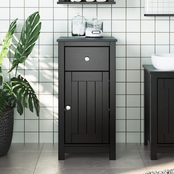 Schwarzer Badschrank Kiefer Massivholz 40x80 cm