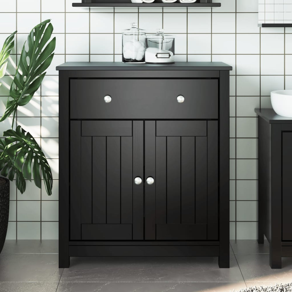 Schwarzer Badschrank Kiefer Massivholz