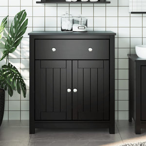 Schwarzer Badschrank Kiefer Massivholz