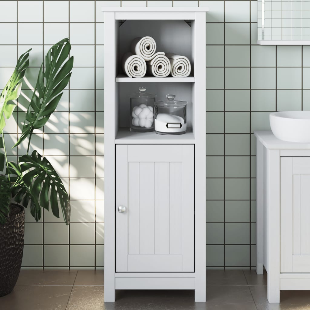 Weißer Badschrank Kiefer Massivholz 40x110 cm